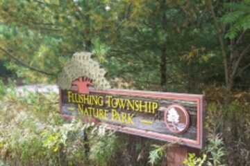 Flushing Township Nature Park entrance sign.